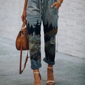 Boho Nature/ mountain print slacks